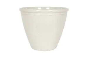 Pot Planter Indoor or Outdoor Lightweight Recycled Plastic Garden  Large Eden Emblem Plant Pot - L45 x W45 x H38 cm - White