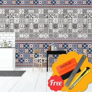 Walplus English Retro Combo Mix Tile Stickers