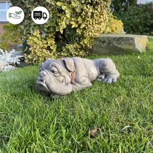 Lying Bulldog Small Garden Ornament