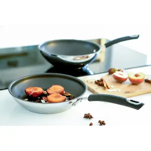 Circulon Total Black Round Stainless Steel Non-Stick Frying Pan Set 20 & 28cm Twin Pack