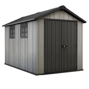 Keter Oakland Apex Anthracite grey Plastic 2 door Shed with floor & 2 windows