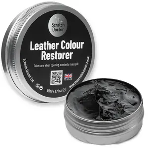 Scratch Doctor Leather Colour Restorer, Recolouring Balm for faded and worn leather 50ml Dark Grey