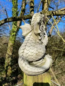 Scaly Dragon Stone Statue Outdoor Garden Ornament British Made Celtic Sculpture