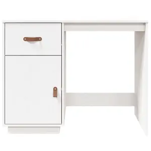 Berkfield Desk White 95x50x75 cm Solid Wood Pine