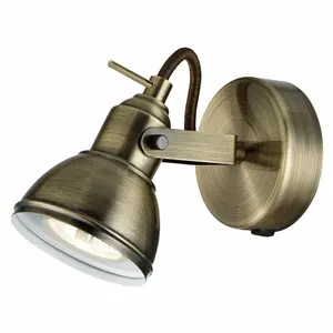 Lentz Unique Industrial Designed Switched Wall Spot Light Antique Brass