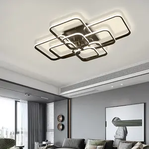 8 Light Square Black Modern LED Energy Efficient Semi Flush Acrylic Ceiling Light Fixture Dimmable