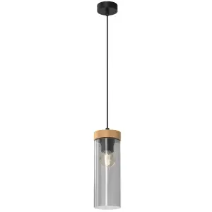 Milagro Elica Hand Made Designer Pendant Lamp With Elegant Smoked Glass Cylindrical Shades