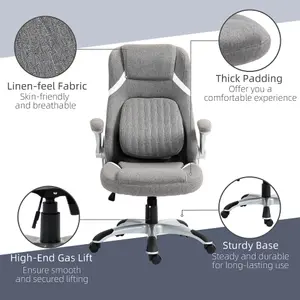 Vinsetto Fabric Office Desk Chair with Adjustable Height Tilt Function Grey