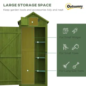 Outsunny Wooden Garden Storage Shed Tool Storage Box, 77 x 54 x 179 cm, Green