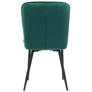 Modern Vanity Chair Kitchen Accent Occasional Chair with Metal Legs for Dining Room Living Room, Dark Green, 2PCS