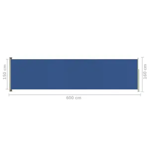 Berkfield Patio Retractable Side Awning 160x600 cm Blue