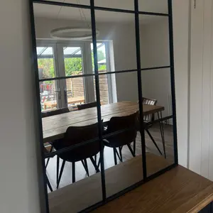 Rectangle Metal Window Panel Mirror Black / 90cm H x 60cm W