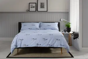 The Lyndon Company Seal Printed Cotton Duvet Set Blue