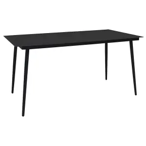 Berkfield Garden Dining Table Black 190x90x74 cm Steel and Glass