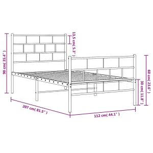 Berkfield Metal Bed Frame with Headboard and Footboard White 107x203 cm