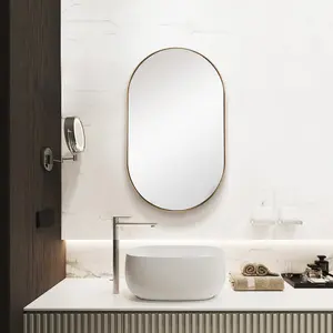 Chaya Metal Flat Wall Mirror Satin Brass / 91.4cm H x 55.9cm W