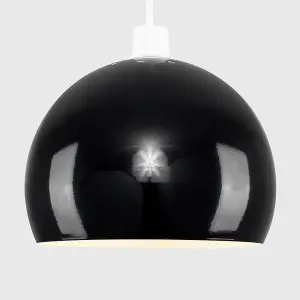 ValueLights Arco Gloss Black Ceiling Pendant Shade and B22 GLS LED 10W Warm White 3000K Bulb