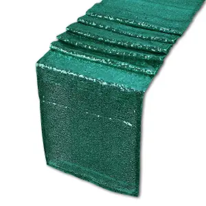 Neel Blue 11x108 Inch Shimmer Sequin Table Runner Glitter Fabric, Emerald Green