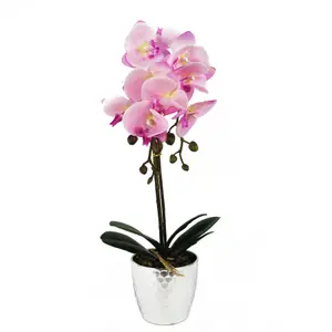 50cm Phalaenopsis Orchid Artificial - Light Pink Silver