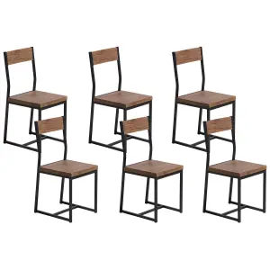 Set of 6 Dining Chairs LAREDO Dark Wood