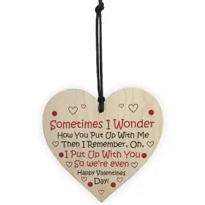 Red Ocean Funny Wooden Heart Gift For Valentines Day Novelty Gift For Boyfriend Girlfriend Gift For Him or Her