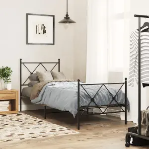 Berkfield Metal Bed Frame without Mattress with Footboard Black 75x190cm