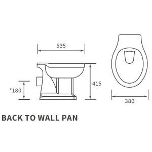 Essentials Somerton White Boxed rim Back to wall Square Toilet pan with Soft close seat