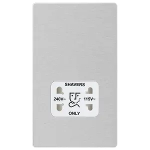 BG Evolve Brushed Steel Dual Voltage Shaver Socket 115/240V