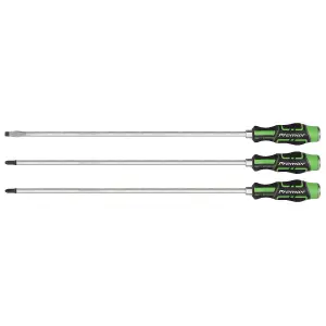 Sealey Premier 3pc 450mm Extra-Long Hammer-Thru Screwdriver Set Hi-Vis Green AK4942HV