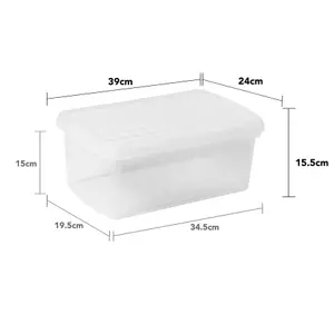 Wham Clip 3x 10.5L Rectangular Plastic Storage Boxes with Secure Clip Lock Lids. L:39 x W:24 x H:15.5cm Clear/Clear/Clear