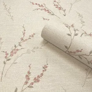 Zambaiti Parati Carmella Floral Trail Pink Wallpaper