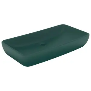 Belfry Bathroom Mcneely 380mm W Ceramic Rectangular Sink Dark Green