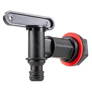 3/4" BSPM Faucet Tap with Valve for Buckets Water Tank Butt Bucket Garden (Black, Big)