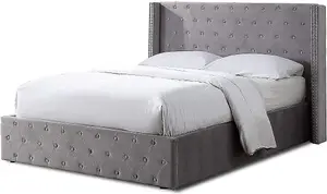 Brushed Velvet Ottoman Bed Frame King Size - No Mattress