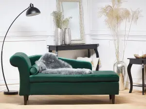 Left Hand Velvet Chaise Lounge Emerald Green LUIRO