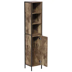 Lana Tall Matt Brown Single Freestanding Bathroom Cabinet (H)172cm (W)33cm