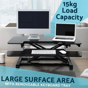 89cm Height Adjustable Sit and Stand Desk - Ergonomic Monitor Stand for Home Office