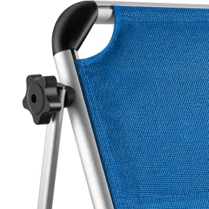 Sun Lounger Lorella - padded, foldable, with aluminium frame - blue