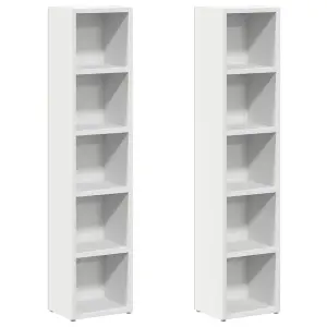 vidaXL CD Cabinets 2 pcs White 21x16x93.5 cm Engineered Wood