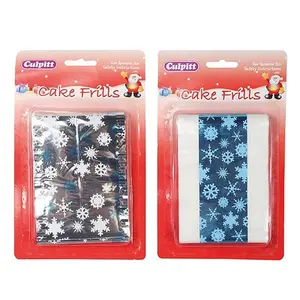 Culpitt Frill Metallic Snowflake Cake Decoration (Pack of 2) Blue/Black (One Size)