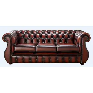 Chesterfield 3 Seater Antique Light Rust Leather Sofa Bespoke In Kimberley Style