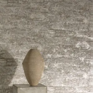 Grandeco Drew Textured Blown Mica Vinyl Wallpaper, Beige