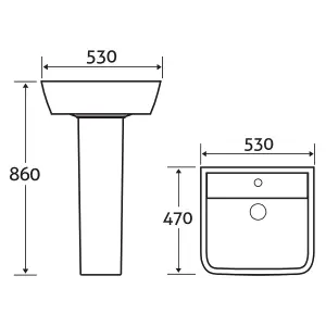 Astral Ceramic Basin & Full Height Pedestal Bathroom Sink with 1 Tap Hole