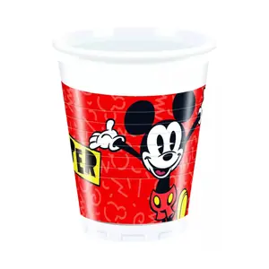 Disney Super Cool Mickey Mouse Disposable Cup (Pack of 8) Red/Yellow/White (One Size)