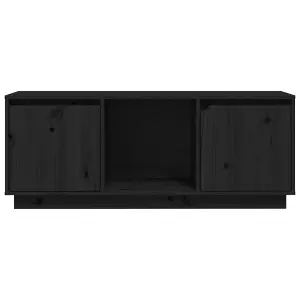 Berkfield TV Cabinet Black 110.5x35x44 cm Solid Wood Pine