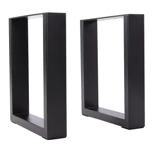 Set of 2 Black Rectangular Metal Furniture Legs Table Legs W 35 cm x H 40 cm