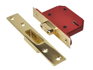 UNION StrongBOLT 2105S Polished Brass 5 Lever Mortice Deadlock Visi 81mm 3in