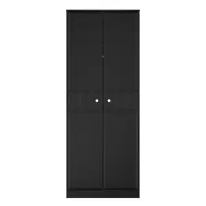 San Jose Ready assembled Contemporary Black Tall Double Wardrobe (H)1960mm (W)740mm (D)520mm