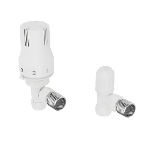 Right Radiators White Angled TRV Thermostatic Radiator Valve and lockshield Valve 15mm x 1/2"