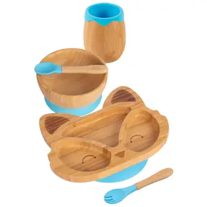 5pc Bamboo Fox Baby Weaning Set - Blue